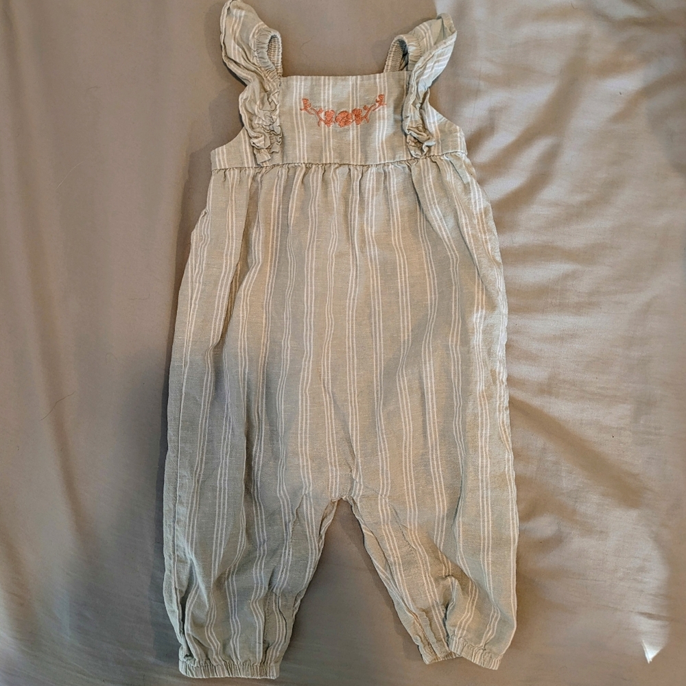 Carter's Sage Stripped Linen Blend Jumpsuit